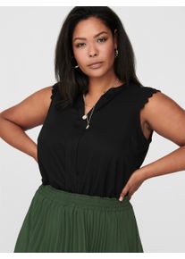 Blusentop Only CARMAKOMA "CARMUMI SL TOP WVN NOOS", Damen, Gr. 52, schwarz, Web, Obermaterial: 100% Viskose, unifarben, figurbetont h&uuml;ftbedeckend, V-Ausschnitt, Blusen Blusentop, mit Spitze