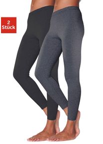 Leggings Vivance ACTIVE, Damen, Gr. 44/46, N-Gr, schwarz (anthrazit, meliert, schwarz), Single Jersey, Anthrazitmeliert (Obermaterial): 60% Baumwolle, 35% Polyester, 5% Elasthan. Obermaterial: 95% Baumwolle, 5% Elasthan, meliert, unifarben, Basic, Basic lang, Hosen Leggings, mit Gummibund, Loungewear, Topseller