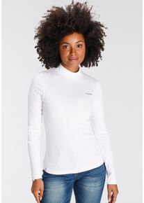 Longsleeve Kangaroos, Damen, Gr. 32/34, wei&szlig;, Rippware, Obermaterial: 100% Baumwolle, kontrastfarbene Details, unifarben, Basic, sehr figurbetont h&uuml;ftbedeckend, Shirts Longsleeve, Langarm, sehr figurbetont, unifarben, Stehkragen