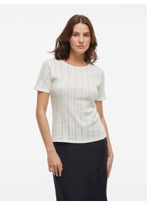 Kurzarmshirt Vila "VIKASSIE S/S POINTELLE TOP - NOOS", Damen, Gr. M, wei&szlig; (snow wei&szlig;), Jersey, Obermaterial: 100% Baumwolle, unifarben, regular fit normal, Rundhals, Shirts Kurzarmshirt