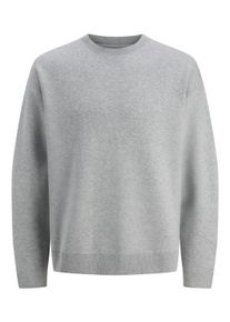 Jack & Jones Strickpullover JACK & JONES "JPRBLABRADFORT KNIT CREW NECK", Herren, Gr. M, grau (light grau melange), Strick, Obermaterial: 67% Polyester, 25% Polyacryl, 8% Nylon, meliert, relaxed fit normal, Rundhals, Pullover Strickpullover