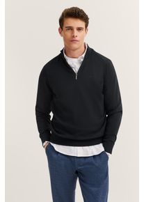 Troyer Bugatti "Regular Fit", Herren, Gr. 3XL, blau (390, marine), Strick, 95% Baumwolle, 5% Kaschmir, unifarben, regular fit, ohne Ausschnitt, Rippb&uuml;ndchen, Pullover Troyer, aus Baumwolle-Kaschmir mit Rei&szlig;verschluss