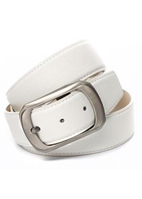 Lederg&uuml;rtel Anthoni Crown, Damen, Gr. 105, wei&szlig;, Leder, unifarben, G&uuml;rtel Lederg&uuml;rtel, mit matter Schlie&szlig;e, bombiert