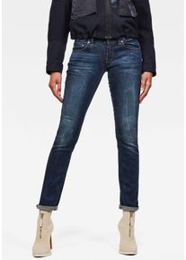 G-Star Raw Straight-Jeans G-STAR "Midge", Damen, Gr. 29, L&auml;nge 28, blau (schwarz aged), Denim/Jeans, Obermaterial: 92% Baumwolle, 7% Polyester, 1% Elasthan, straight fit lang, Jeans Straight-Jeans, 5-Pocket-Design mit markanten Steppn&auml;hten