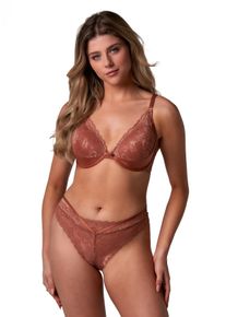 After Eden D-cup & up String "Mexy", Damen, Gr. M, cinamon, Spitze, Obermaterial: 86% Polyamid, 14% Elasthan, AFTER EDEN D-CUP & UP, k&ouml;rpernah, Unterhosen String, mit Spitze, Riemchendetails, feminin, bequem, weich, elastisch