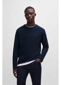 Langarmshirt BOSS Orange "Tempesto", Damen, Gr. L, blau (dunkelblau404), Single Jersey, Obermaterial: 78% Baumwolle, 15% Polyacryl, 7% Elasthan, unifarben, regular fit normal, Rundhals, Shirts Langarmshirt, mit BOSS-Stickerei