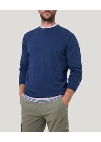 Rundhalspullover, Herren, Gr. M, blau (night sky melange), Strick, Obermaterial: 100% Baumwolle, Pioneer Authentic Jeans, meliert, schmal normal, Rundhals, B&uuml;ndchen, Pullover Rundhalspullover, mit Rollkante