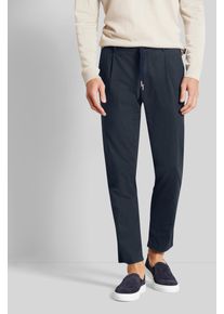 Bundfaltenhose Bugatti, Herren, Gr. 32, L&auml;nge 32, blau (marine), 56% Baumwolle, 42% Leinen, 2% Elasthan, gerade, unten schmal, Hosen Bundfaltenhose, mit konischer Passform