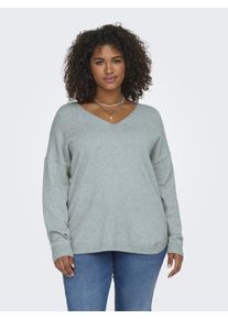 V-Ausschnitt-Pullover Only CARMAKOMA "CARMARGARETA LS PULLOVER KNT NOOS", Damen, Gr. XL, arona detail:melange, Strick, Obermaterial: 50% Viskose, 27% Nylon, 23% Polyester, meliert, normal normal, V-Ausschnitt, Rippstrickb&uuml;ndchen, Pullover V-Ausschnitt-Pullover, Viskosemischung, regular fit