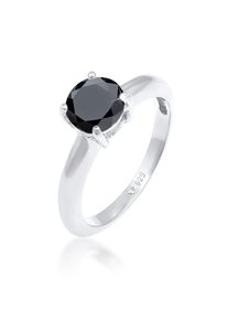 Silberring Elli "Ring Solit&auml;r Klassisch Zirkonia Verlobung 925 Silber" Gr. 54, schwarz, Fingerringe, Damen, 54, Silber 925 (Sterlingsilber), Silberring