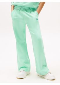 Sweathose Tommy Hilfiger "TOMMY SCRIPT SWEATPANT", M&auml;dchen, Gr. 10 (140), N-Gr, gr&uuml;n (menthol), Sweatware, Obermaterial: 80% Baumwolle, 20% Polyester, unifarben, regular fit lang, Hosen Sweathose, f&uuml;r Kinder bis 16 Jahre, mit Logo-Schriftzug