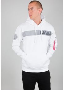 Hoodie Alpha Industries "NASA RS Hoodie", Herren, Gr. S, wei&szlig;, Obermaterial: 80% Baumwolle, 20% Polyester, regular fit, Sweatshirts Hoodie