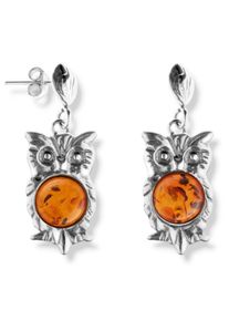 Paar Ohrh&auml;nger OSTSEE-SCHMUCK "OSTSEE-SCHMUCK Ohrh&auml;nger Eule Ohrh&auml;nger Eule", wei&szlig; (wei&szlig;, neutral), Ohrringe, Damen, 31 x 12mm, Silber 925 (Sterlingsilber), Paar Ohrh&auml;nger