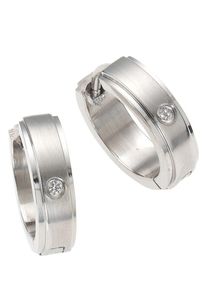 Paar Creolen Firetti "Schmuck Geschenk Basic, Matt/Glanz Optik", silber (edelstahlfarben, kristallwei&szlig;), Ohrringe, Damen, 15mm, Edelstahl, Paar Creolen, mit Zirkonia (synth.), Topseller