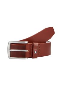 Lederg&uuml;rtel Tommy Hilfiger "DENTON 3,5 cm breit", Herren, Gr. 80, braun (schwarz tan), Leder, unifarben, Basic, G&uuml;rtel Lederg&uuml;rtel, Robuster Lederg&uuml;rtel mit Flag-Label, silberne Schnalle, verstellbar
