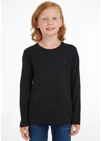 Langarmshirt Tommy Hilfiger "BOYS BASIC CN KNIT L/S", Jungen, Gr. 12/152, schwarz, Obermaterial: 100% Baumwolle, Basic, Basic schmal, Rundhals, Shirts Langarmshirt