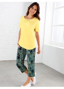 Schlupfhose, Damen, Gr. 46, Normalgr&ouml;&szlig;en, bunt (marine, salbei, bedruckt), 100% Baumwolle, gemustert, mehrfarbig, 7/8-L&auml;nge, Hosen Schlupfhose