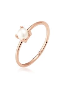 Perlenring Elli "Ring S&uuml;&szlig;wasserperle Wei&szlig; Rund 925 Sterling Silber" Gr. 52, rosa (rosegold), Fingerringe, Damen, 52, ohne Stein, Silber 925 (Sterlingsilber), 5mm, Perlenring