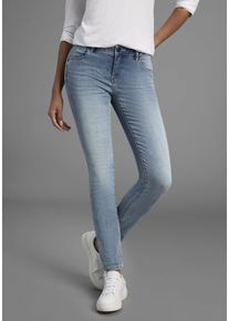 Skinny-fit-Jeans Arizona "Ultra-Stretch", Damen, Gr. 34, N-Gr, blau (blau us), Denim/Jeans, Obermaterial: 74% Baumwolle, 24% Polyester, 2% Elasthan, Basic, extraeng lang, Jeans Skinny-fit-Jeans, extra-enger Beinverlauf, normale Leibh&ouml;he, mit Eingrifftaschen, Topseller