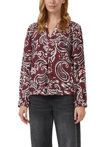 Langarmbluse s.Oliver, Damen, Gr. 38, schwarz merlot aop, Web, Obermaterial: 84% Viskose, 16% Polyamid, bedruckt, bequem h&uuml;ftbedeckend, V-Ausschnitt, elastischer Bund, Blusen Langarmbluse, mit floralen Muster