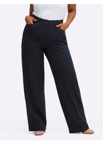 Jerseyhose sheego, Damen, Gr. 46, Normalgr&ouml;&szlig;en, blau (tiefblau), 70% Viskose, 25% Polyamid, 5% Elasthan, unifarben, Hosen Jerseyhose