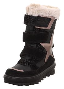 Winterstiefel Superfit "FLAVIA WMS: Mittel", M&auml;dchen, Gr. 28, schwarz (schwarz, beige), Leder, Polyester, Veloursleder, Schuhe Winterstiefel, Snowboots mit wasserdichter GORE-TEX, Gr&ouml;&szlig;enschablone zum Download