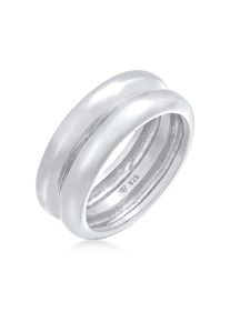 Partnerring Elli Premium "Ring Bandring Double Unisex 925 Ring rhodiniert" Gr. 64, silber, Fingerringe, Damen, 64, Silber 925 (Sterlingsilber), Partnerring