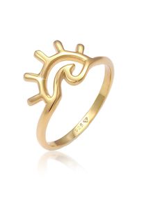 Silberring Elli "Ring Sonnenaufgang Wellen Motiv Sommer 925 Silber" Gr. 52, gold, Fingerringe, Damen, 52, Silber 925 (Sterlingsilber), Silberring