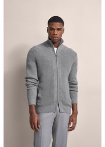 Strickjacke Bugatti, Herren, Gr. S, grau (hellgrau), 80% Wolle, 20% Polyamid, unifarben, regular fit, ohne Ausschnitt, Rippb&uuml;ndchen, Strickjacken Strickjacke, grob gestrickt