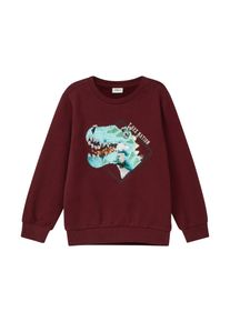 Sweater s.Oliver JUNIOR, Jungen, Gr. 140, burgundy, Sweatware, Obermaterial: 90% Baumwolle, 10% Polyester, bedruckt, normal h&uuml;ftbedeckend, Rundhals, B&uuml;ndchen, Sweatshirts Sweater, mit Pailletten-Dino und Print, f&uuml;r boys