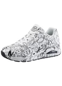 Sneaker Skechers "UNO-PROCESS SKETCH", Damen, Gr. 40, schwarz-wei&szlig; (wei&szlig;, schwarz), Lederimitat, Schuhe Sneaker, mit coolem Sketchprint, Freizeitschuh, Halbschuh, Schn&uuml;rschuh, Topseller