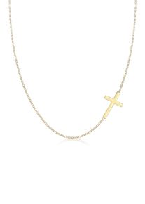 Kette mit Anh&auml;nger Elli "Halskette mit Kreuz Schlicht 925 Sterling Silber" Gr. 55, gold, Halsketten, Damen, 55, ohne Stein, Silber 925 (Sterlingsilber), Kette mit Anh&auml;nger