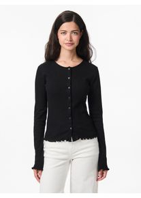 Strickjacke Pieces "PCMARIE LS POIN CARDIGAN JRS NOOS BC", Damen, Gr. M, schwarz, Jersey, Obermaterial: 100% Baumwolle, unifarben, regular fit taillenlang, Rundhals, gewellter Abschluss, Strickjacken Strickjacke