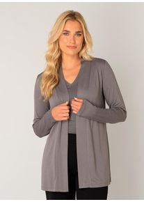 Strickjacke Base Level "Yayla", Herren, Gr. 36, grau (dunkelgrau), Strick, Obermaterial: 94% Viskose, 6% Elasthan, unifarben, figurumspielend h&uuml;ftlang, tiefer Rundhals, Strickjacken Strickjacke, In elastischem Feinstrick, Topseller