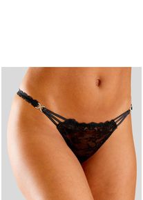 String Lascana, Damen, Gr. 32/34, schwarz, Spitze, Obermaterial: 90% Polyamid, 10% Elasthan, eng, Unterhosen String, mit dekorativen Strass-Schnallen, Topseller