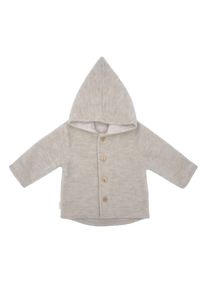 Fleecejacke MaxiMo, Kinder, Gr. 50/56, beige (d&uuml;ne), Fleece, Obermaterial: 100% Wolle. Futter: 95% Baumwolle, 5% Elasthan, meliert, unifarben, h&uuml;ftbedeckend, Jacken Fleecejacke, aus Wolle, w&auml;rmend, atmungsaktiv, zum kn&ouml;pfen, gef&uuml;ttert, mit Kapuze