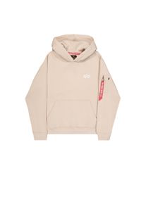 Hoodie Alpha Industries "Signature Backprint Hoodie", Herren, Gr. M, beige (organic beige), Obermaterial: 80% Baumwolle, 20% Polyester, regular fit, Sweatshirts Hoodie