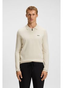 Strickpullover BOSS Green "KN Ever-X PL", Herren, Gr. 3XL, open wei&szlig;131, Strick, Obermaterial: 100% Baumwolle, unifarben, regular fit normal, Rundhals, B&uuml;ndchen, Pullover Strickpullover, mit Rei&szlig;verschluss, regular fit, toniges Logo