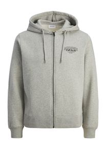 Jack & Jones Kapuzensweatjacke JACK & JONES "JJMAKOTO SWEAT ZIP HOOD", Herren, Gr. S, light grau melange, angeraute Sweatware, Obermaterial: 80% Baumwolle, 20% Polyester, meliert, regular fit, Rippb&uuml;ndchen, Sweatjacken Kapuzensweatjacke