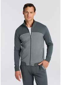 Sweatjacke BOSS "Tracksuit Jacket", Herren, Gr. M, open gr&uuml;n 345, Jersey, Obermaterial: 70% Baumwolle, 30% Polyester, unifarben, regular fit normal, B&uuml;ndchen, Sweatjacken Sweatjacke, Neuheit, Stehkragen