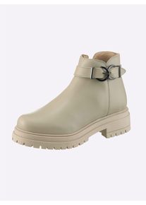 Stiefelette Heine, Damen, Gr. 39, beige (ecru), Glattleder, Leder, Schuhe Stiefelette