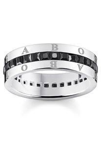 Fingerring Thomas Sabo "schwarze Steine pav&eacute;, TR2361-643-11-52,54,56,58" Gr. 52, silber (silberfarben, schwarz), Fingerringe, Damen, 52, Silber 925 (recycelt), 6mm, Fingerring, mit Zirkonia (synth.)