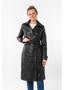 Ledermantel Mauritius "GWTaruh OT", Damen, Gr. L, schwarz, Obermaterial: 100% Schafsleder. Futter: 100% Baumwolle. &Auml;rmelfutter: 100% Polyester, unifarben, regular fit, M&auml;ntel Ledermantel, femininer Leder-Trenchcoat mit Bindeg&uuml;rtel, Topseller
