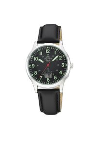 Funkuhr MASTER TIME "Aviation", schwarz (schwarz, schwarz), Armbanduhren, Herren, Funkuhr, Quarzuhr, Armbanduhr, Herrenuhr, Lederarmband, analog, digital