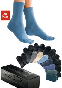 Basicsocken GO IN, Damen, Gr. 35-38, blau (6x blau, 1x beige, 1x grau, 1x anthrazit, 11x schwarz), Baumwolle, Baumwollmischung, Elasthan, Polyamid, unifarben, elastisch, Socken Basicsocken, in der gro&szlig;en Big-Box