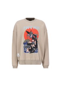 Sweater Alpha Industries "Japan Warrior Sweatshirt", Herren, Gr. S, beige (vintage sand), Obermaterial: 70% Baumwolle, 30% Polyester, normal, Sweatshirts Sweater