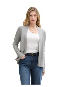 Cardigan Tom Tailor, Damen, Gr. XXL (44), silber grau melange, Strick, Obermaterial: 100% Baumwolle, meliert, figurumspielend h&uuml;ftlang, Strickjacken Cardigan, mit feiner Struktur, Topseller