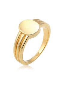 Siegelring Elli "Ring Siegelring Basic Blogger Geo 925 Sterling Silber" Gr. 52, gold, Fingerringe, Damen, 52, ohne Stein, Silber 925 (Sterlingsilber), 8mm, Siegelring