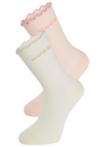 Basicsocken HUGO UNDERWEAR "2P RS LETTUCE CC W", Damen, Gr. 39-42, rosa (light, pastel pink 688), Baumwollmischung, normal, Socken Basicsocken, Bund leicht gekr&auml;uselt