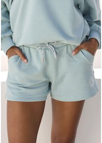 Sweatshorts Buffalo, Damen, Gr. 44/46, N-Gr, gr&uuml;n (mint), Sweatware, Obermaterial: 60% Baumwolle, 40% Polyester, bedruckt, unifarben, bequem kurz, Hosen Sweatshorts, Loungeshorts mit seitlichen Taschen und kleinem Print, Loungewear, Topseller